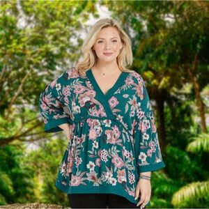 Maurices Womens Floral Bell Sleeve Blouse
